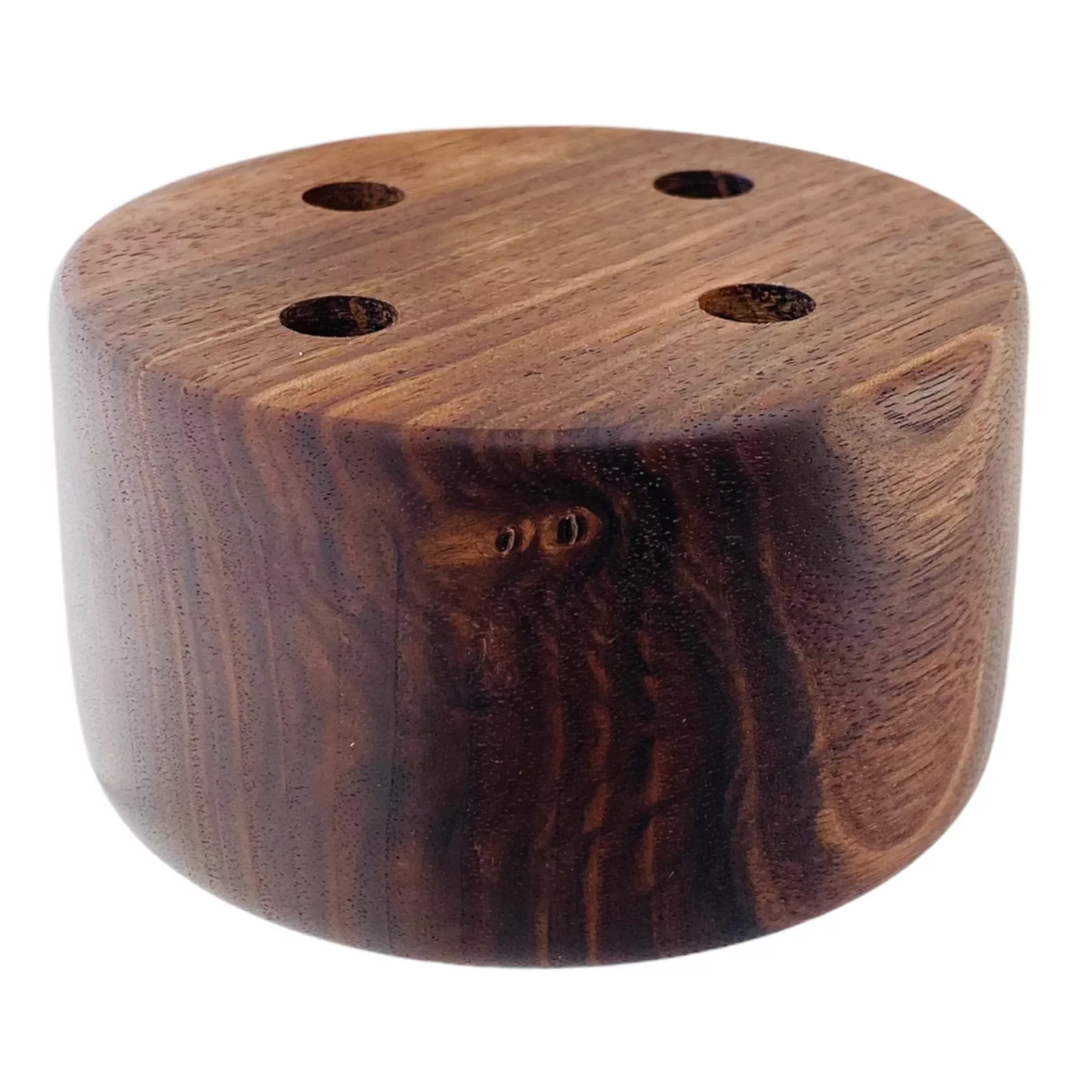 Round 4 Hole Wood Display Stand Holder For 10mm Bong Bowl Pieces Or Quartz Bangers - Black Walnut #1