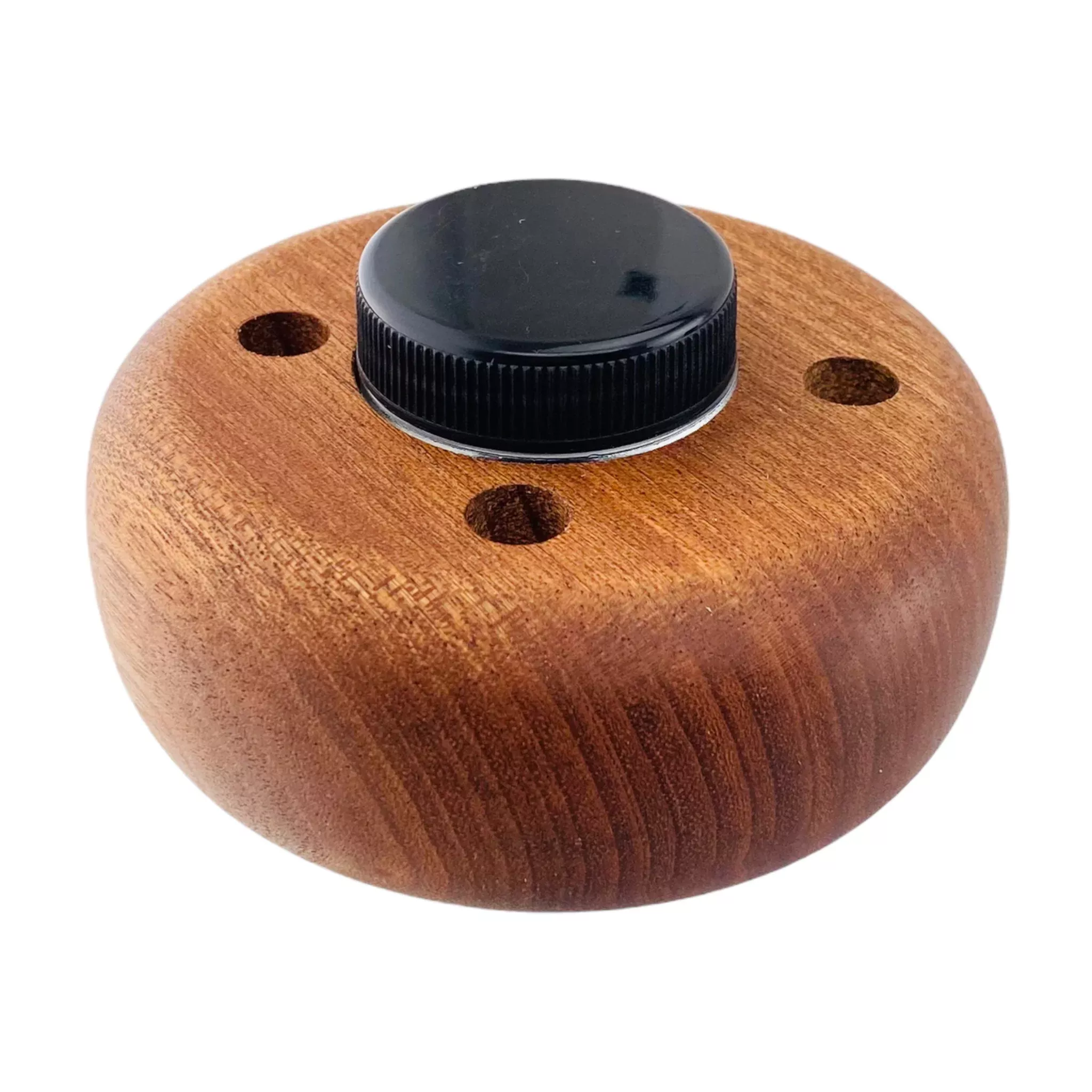 Round 4 Hole Wood Display Stand Holder For 10mm Bong Bowl Pieces Or Quartz Bangers - Mahogany Planter
