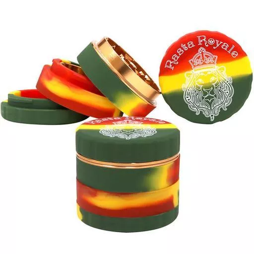 Royale Silicone Hybrid Herb Grinder – 3-Piece Rasta Edition