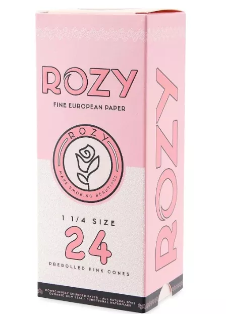 Rozy Pink Pre-Rolled Cones 1 1/4 Size - 24 Count Display
