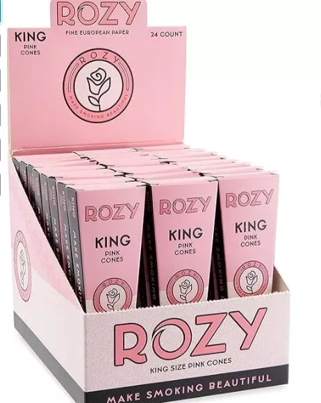 Rozy Pink Pre-Rolled Cones King Size 6ct - 24 Pack Display