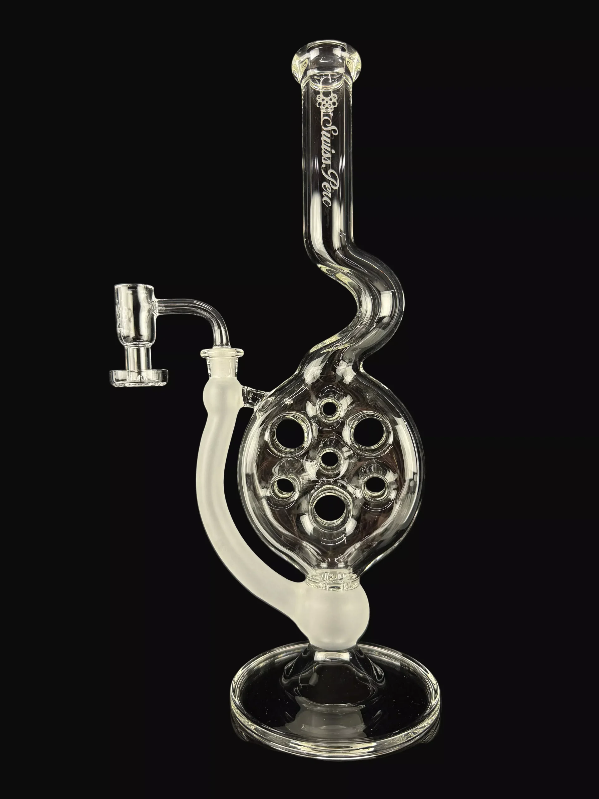 "Sandblasted 10mm Nano Sidefeeder" 7 Hole Waterpipe by Swiss Perc