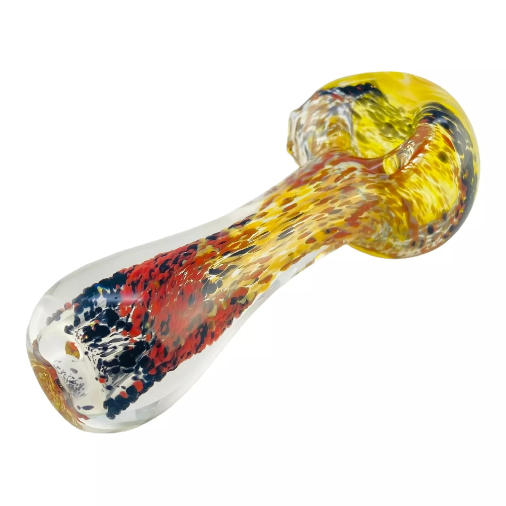 Santa Cruz Glass - Glass Hand Pipe With Inside Out Frit With Yellow Wig Wag