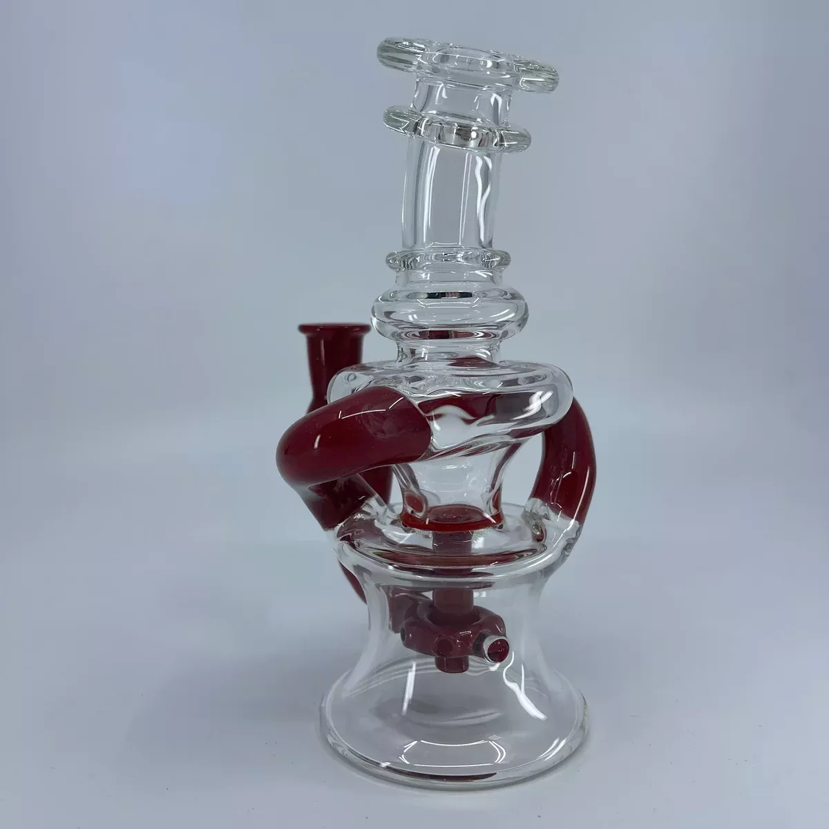 Scott Ratner Glass Donut Perc Incycler | Sparkle Gray Over Cherry Glass Dab Rig