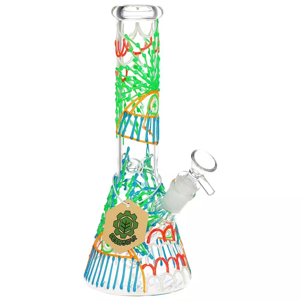 SeshGear 420 Drizzle G.I.T.D Beaker Glass Bong 10" with 14mm Male
