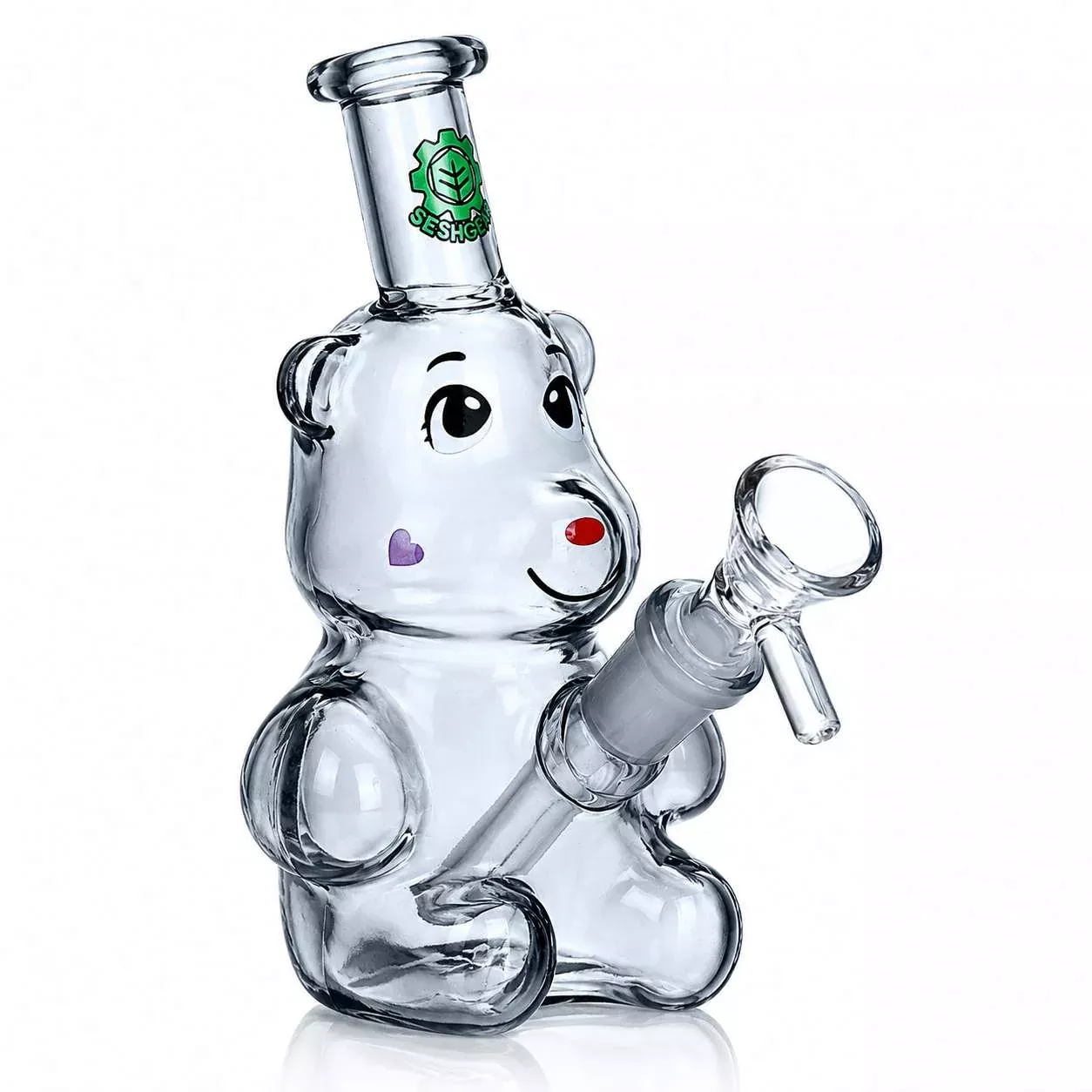 SeshGear Happy Bears Glass Bong with 14mm Handle Slide