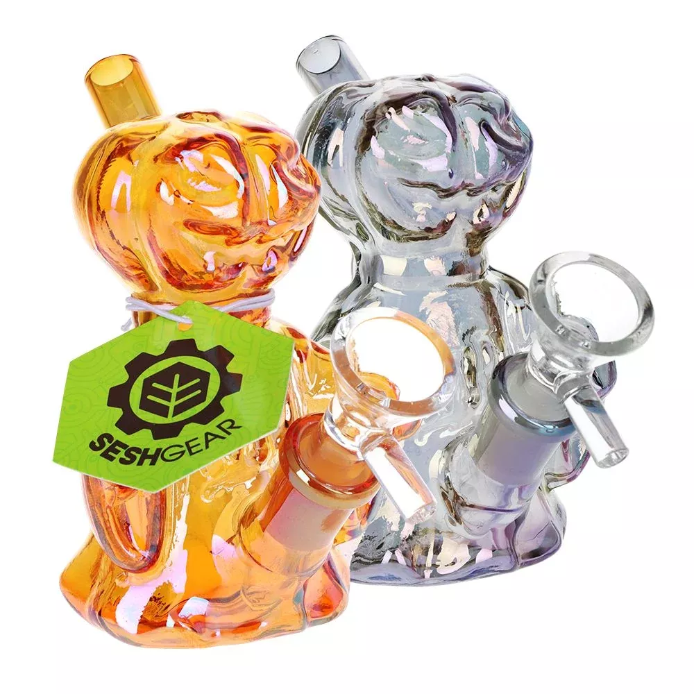 SeshGear Jack-O-Lantern Ghost Glass Bubbler 4"