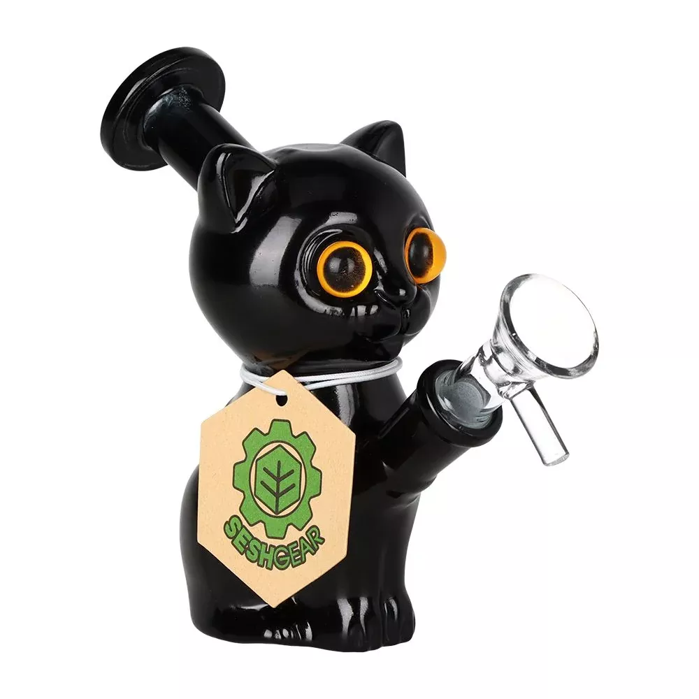 SeshGear Mesmerizing Kitty Glass Water Pipe with 14mm Male