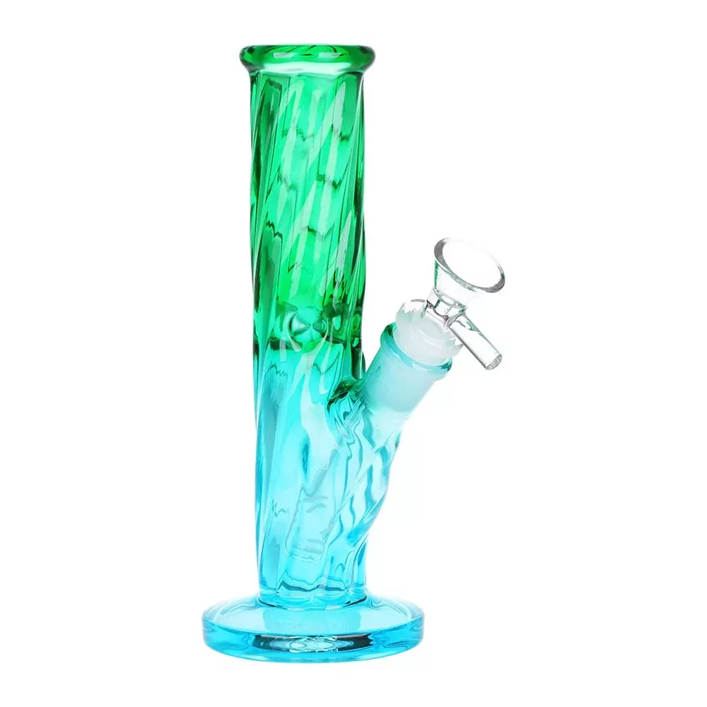 SeshGear Ombre Twist Straight Tube Glass Bong with Ice Catcher