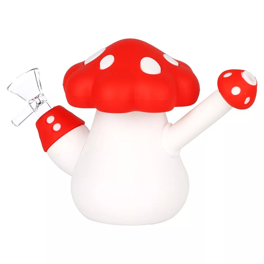 SeshGear Red Mushroom Silicone Water Pipe with 14mm Slide