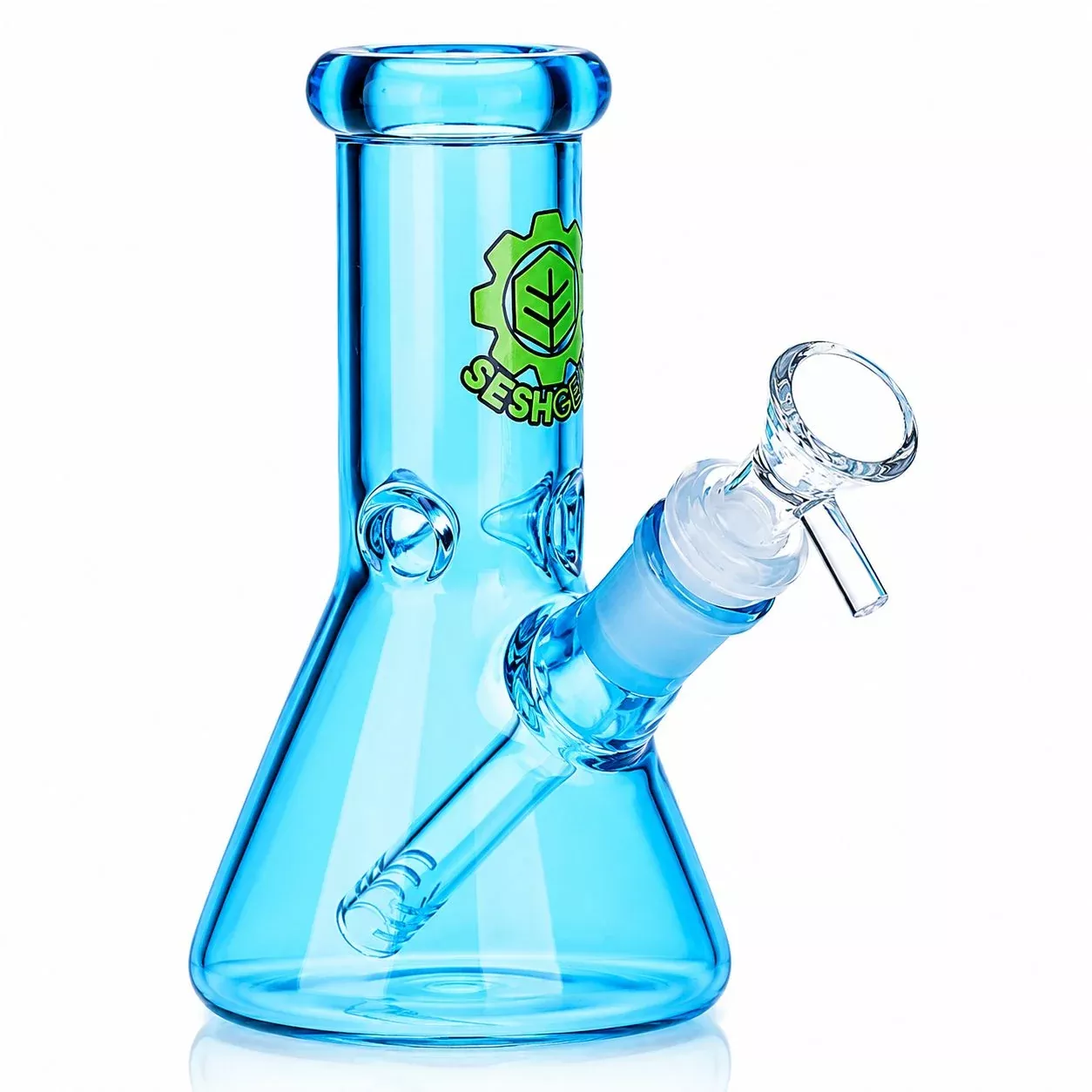 SeshGear Shorty Beaker Color Glass Bong with 14mm Handle Bowl