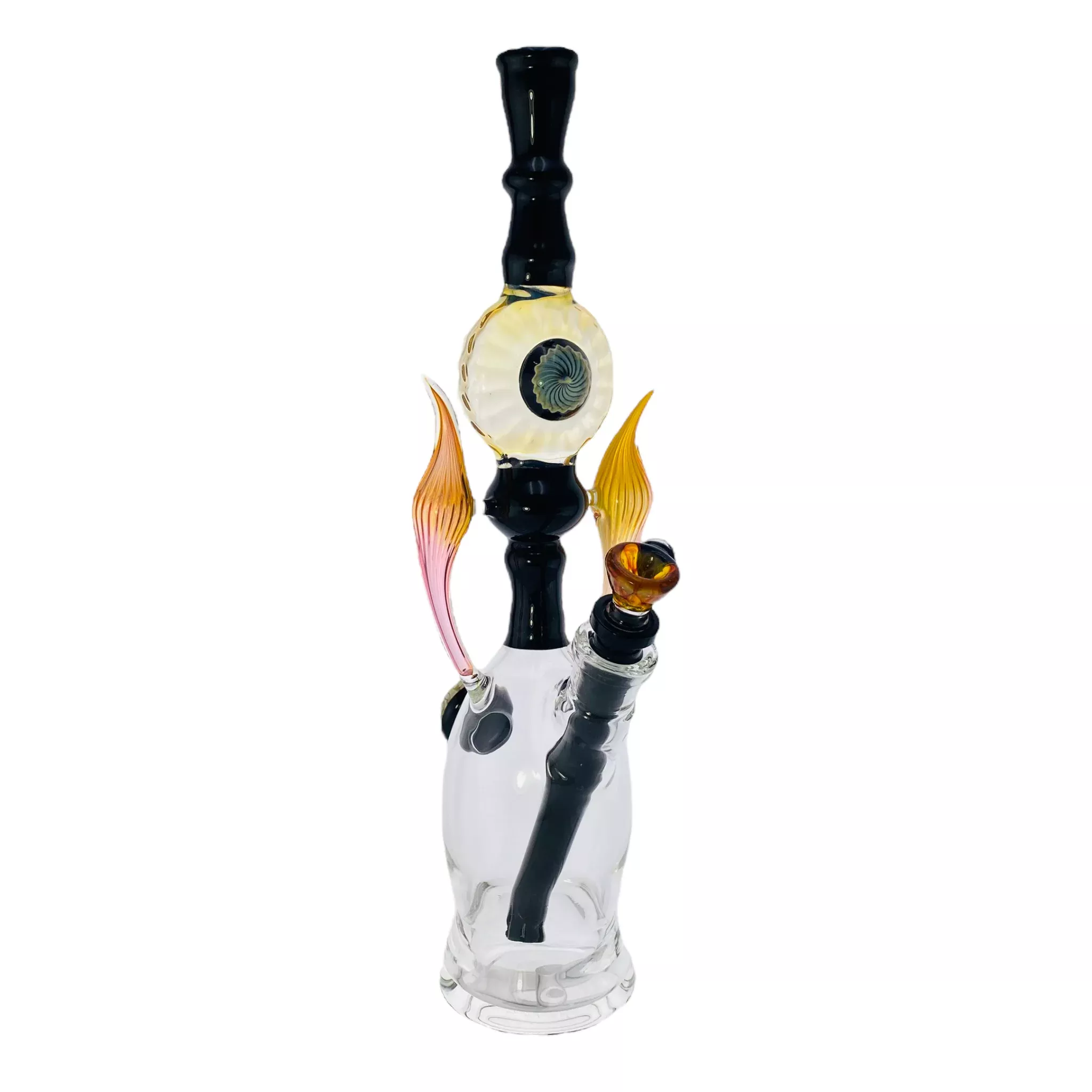 Seth B Glass & US Tubes - 14 Inch Black And Gold Fume Bong