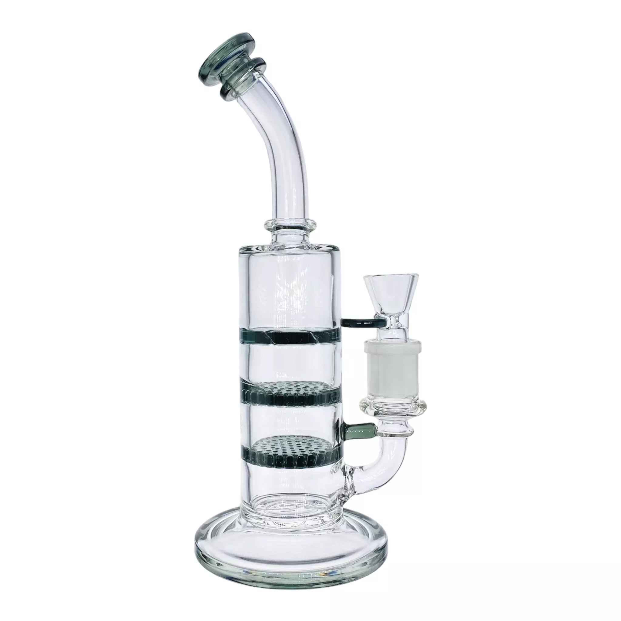 Shadow Black Inline Bong With Double Honeycomb Percs And Smoke Turbine 10 Inch