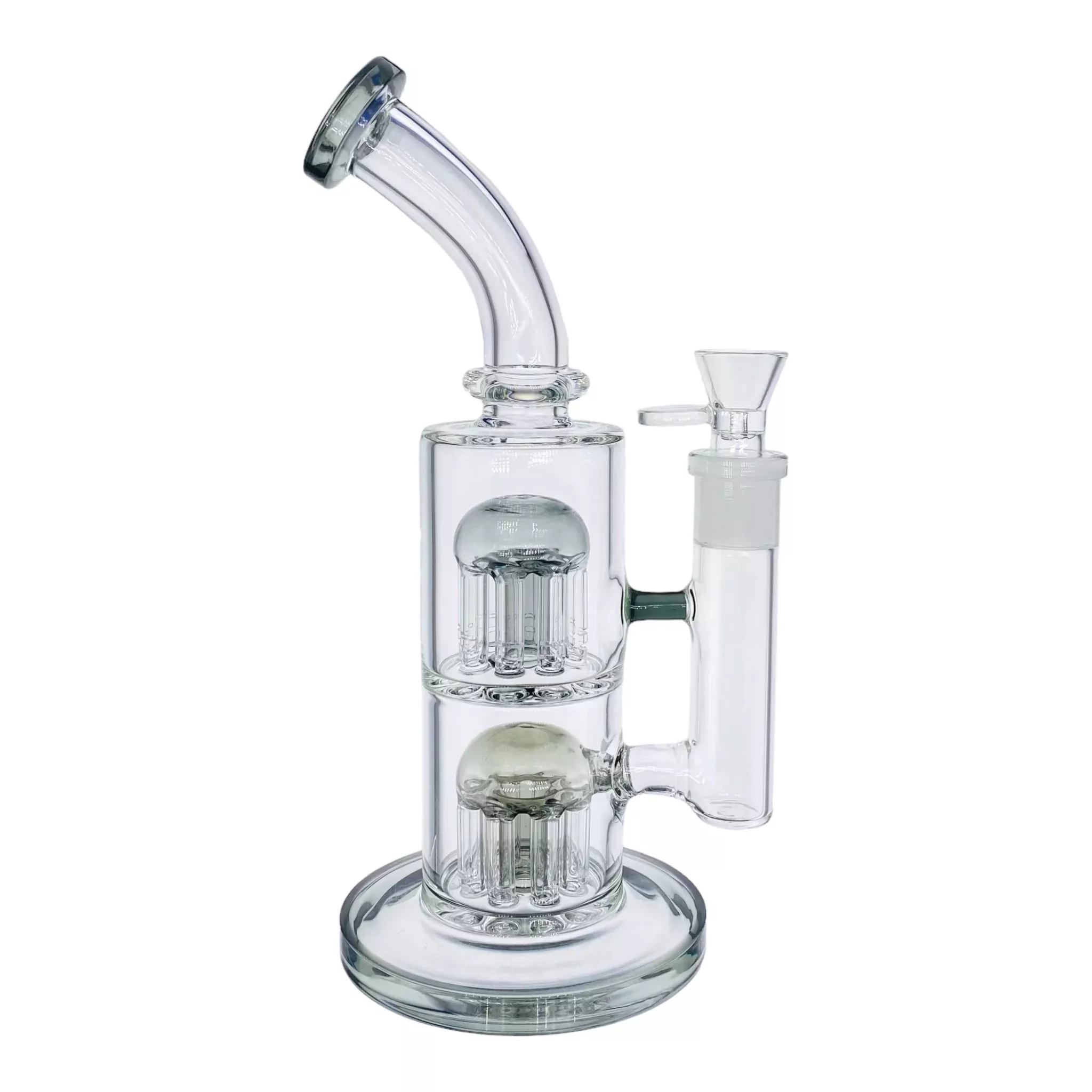 Shadow Black Inline Bong With Double Tree Percs 10 Inch