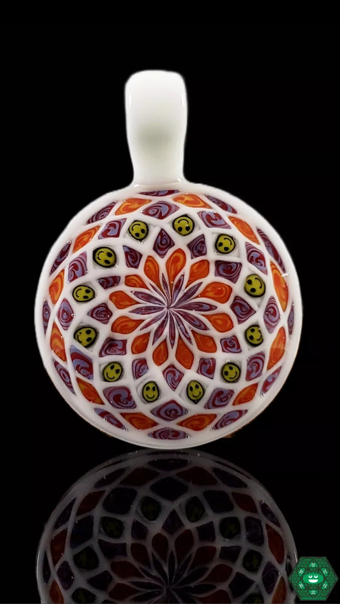 Shipley Glass Funky Filla Millie Pendant - White Colorful Art Glass