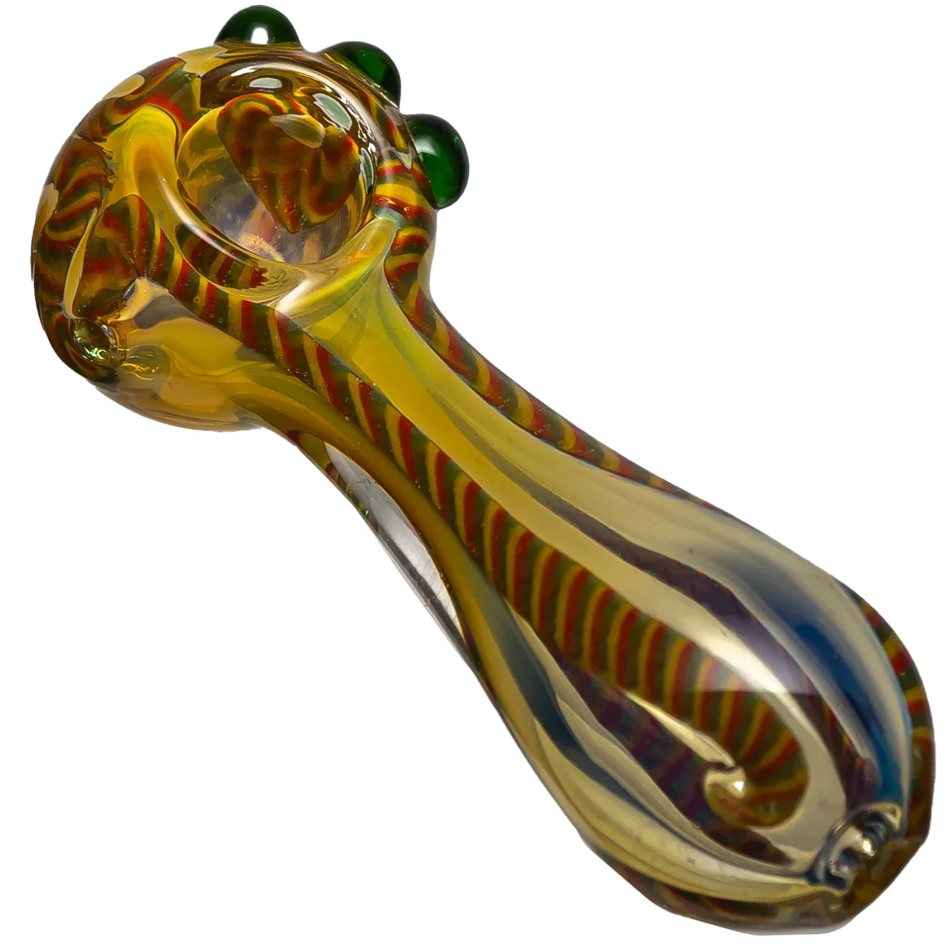 Shooters - Fume Twist Cane Pipe w / Accent Grips - Rasta