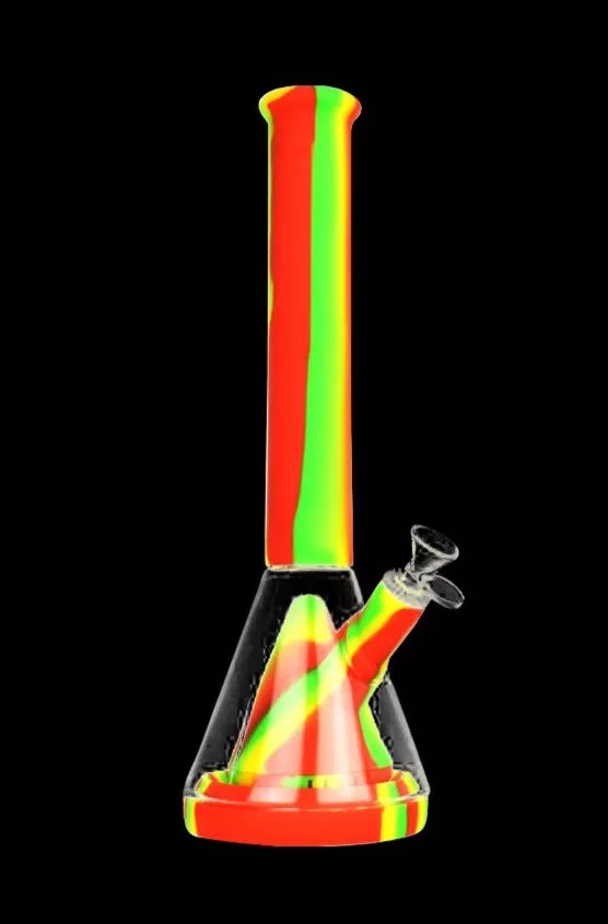 Showerhead Pyramid Perc Striped Silicone & Glass Bong
