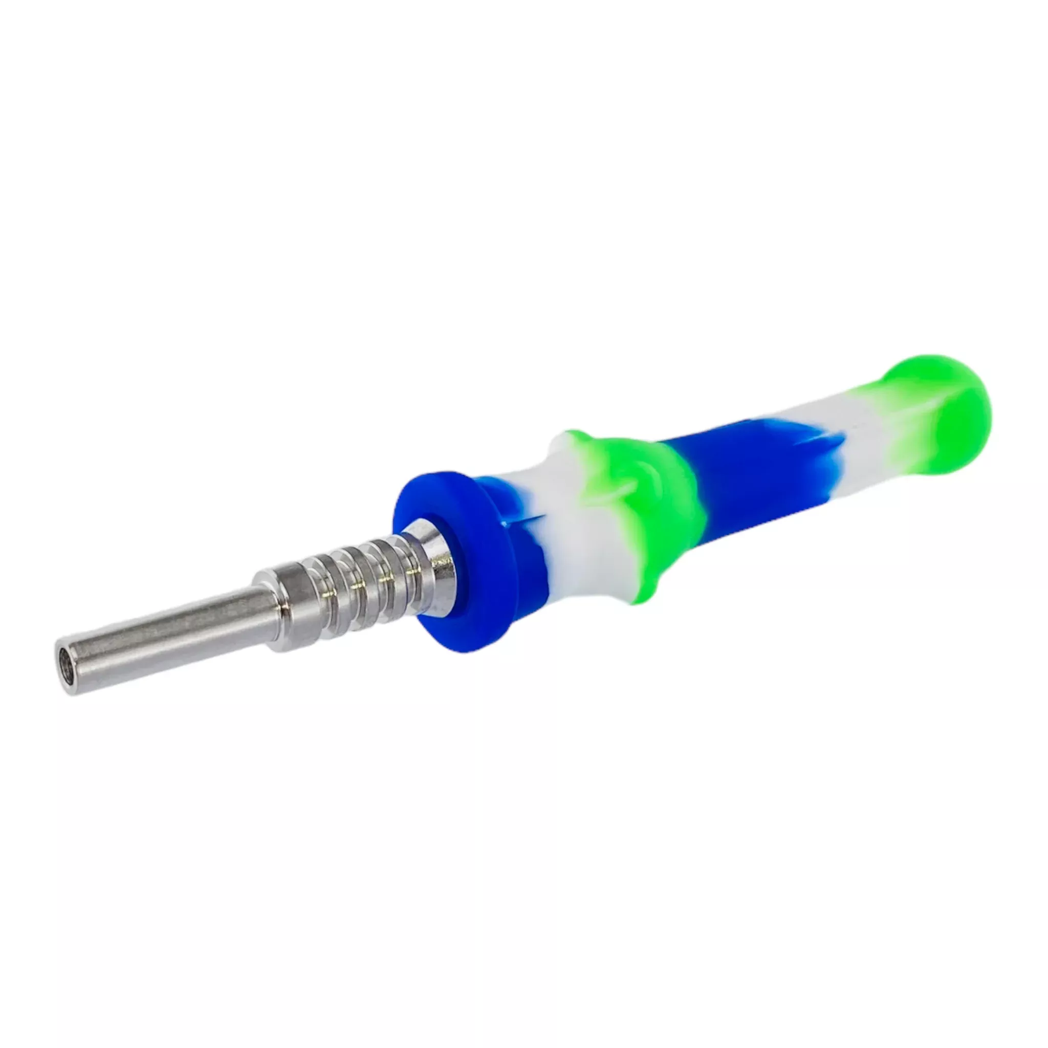Silicone Nectar Collector With Titanium Tip 14mm Blue, Green, and White