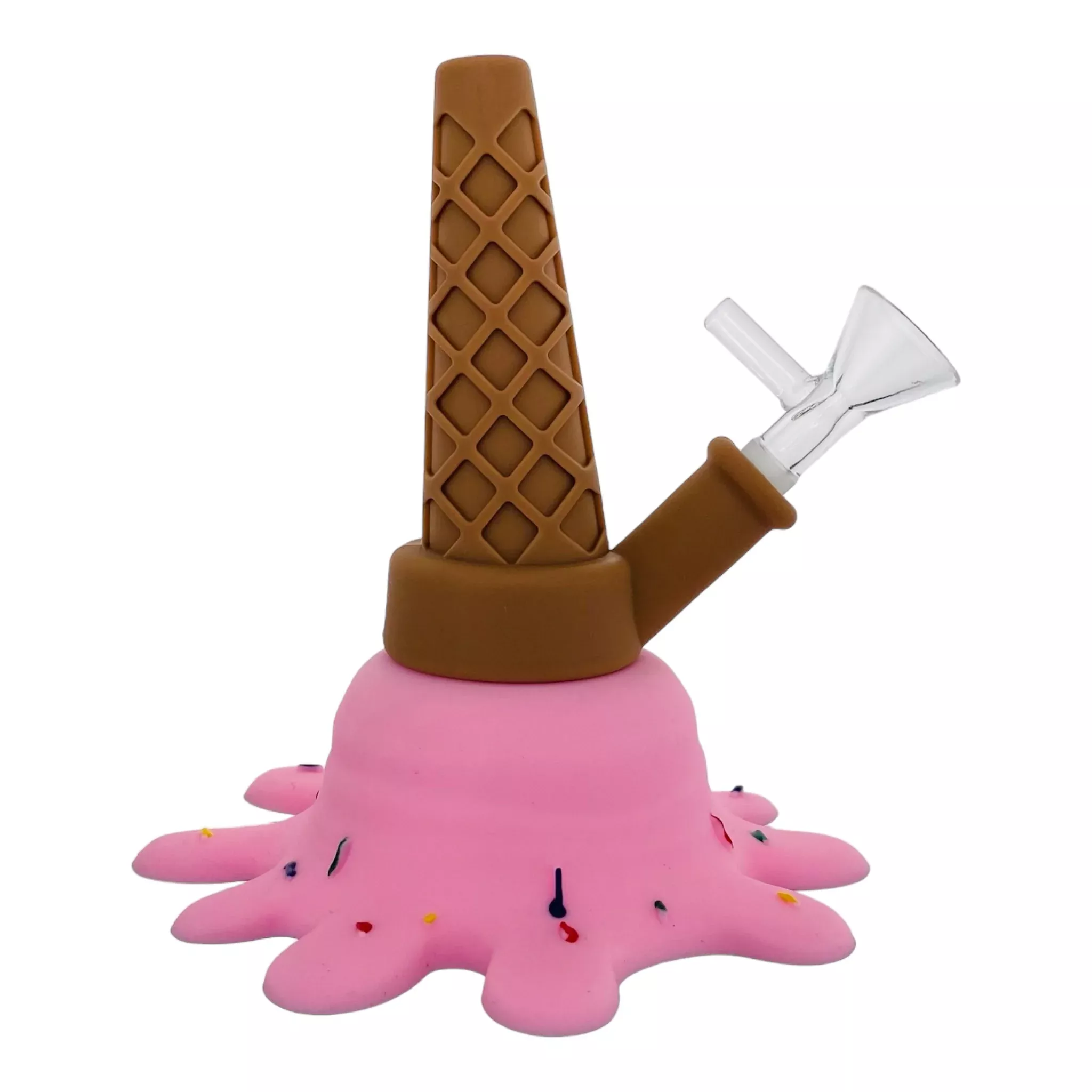Silicone Rubber Ice Cream Cone Bong Pink