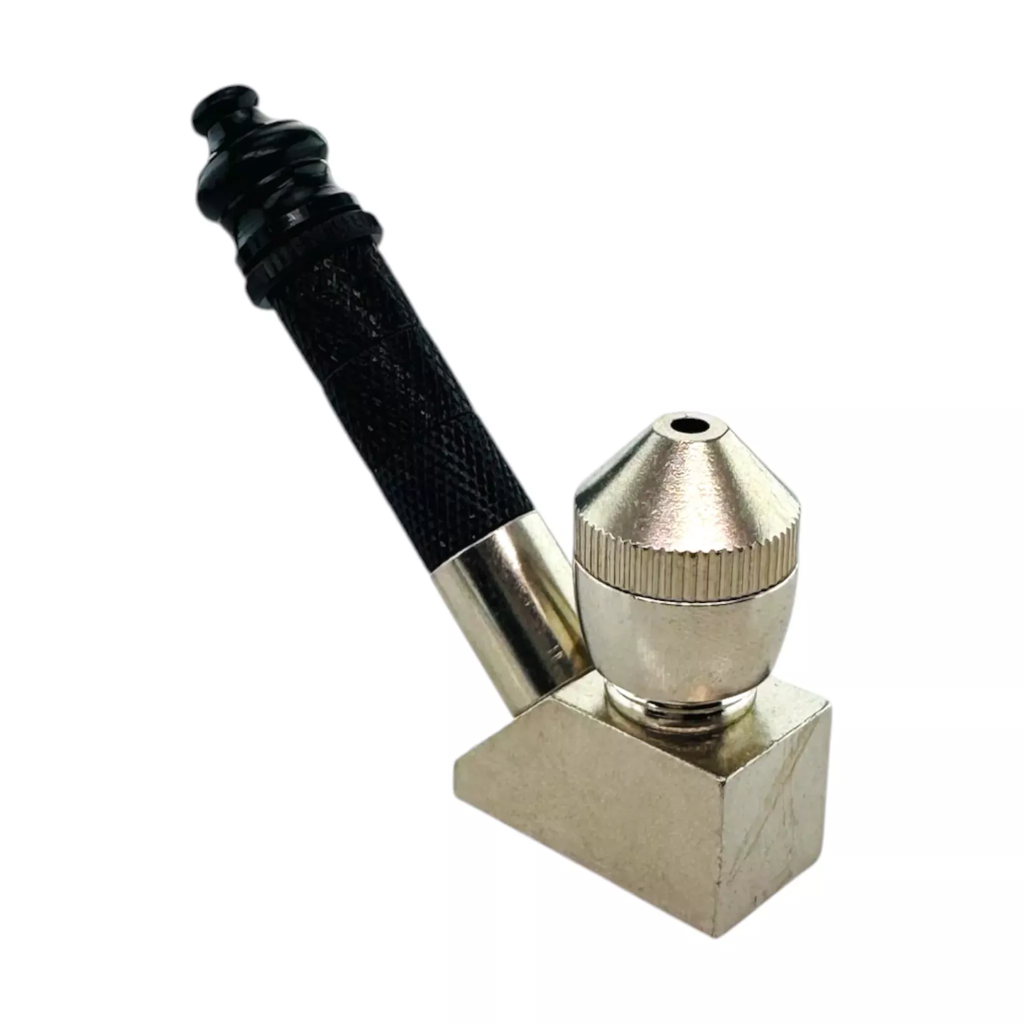 Silver And Black Aluminum Metal Sherlock Smoking Pipe With Cone Lid