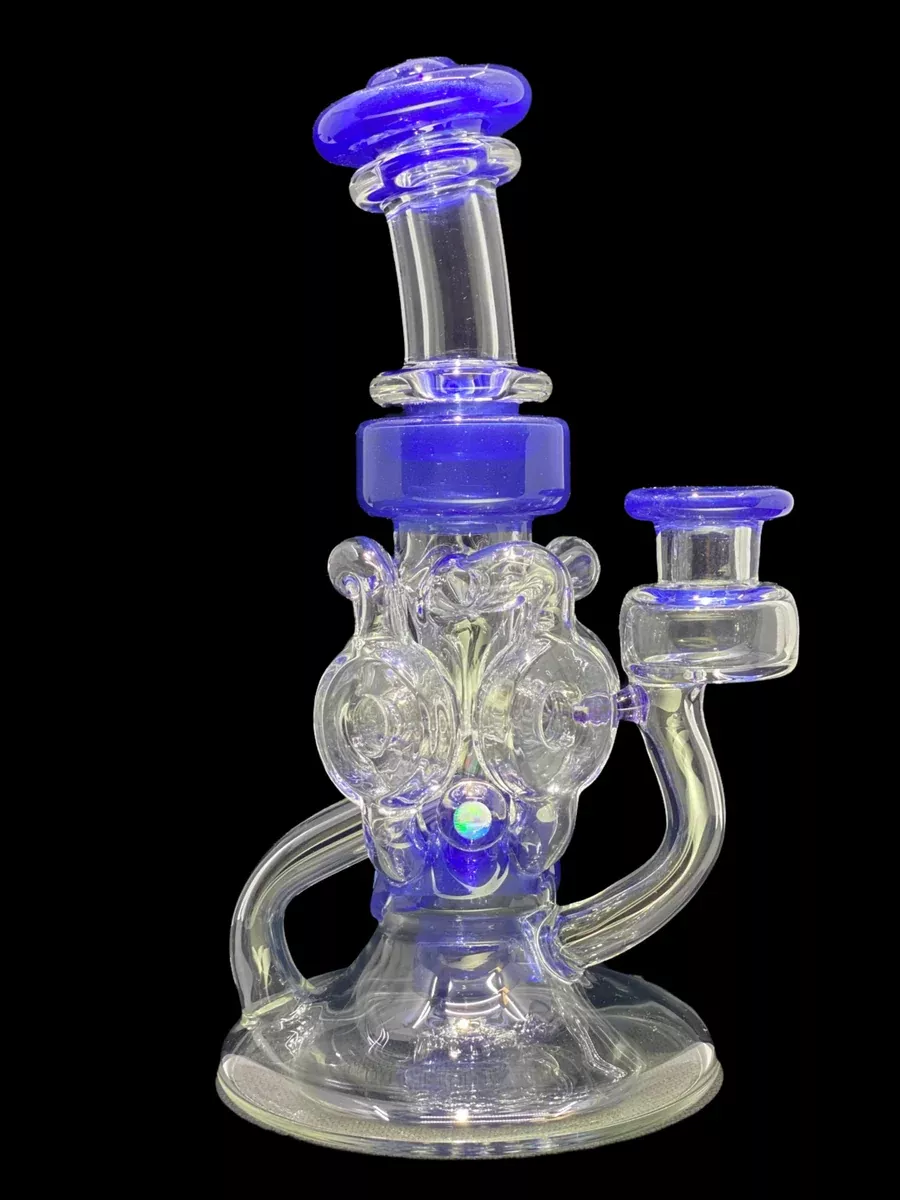 Sleeps Glass Blue Satin Cycler Quad Uptake Recycler | Premium Dab Rig for Optimal Filtration