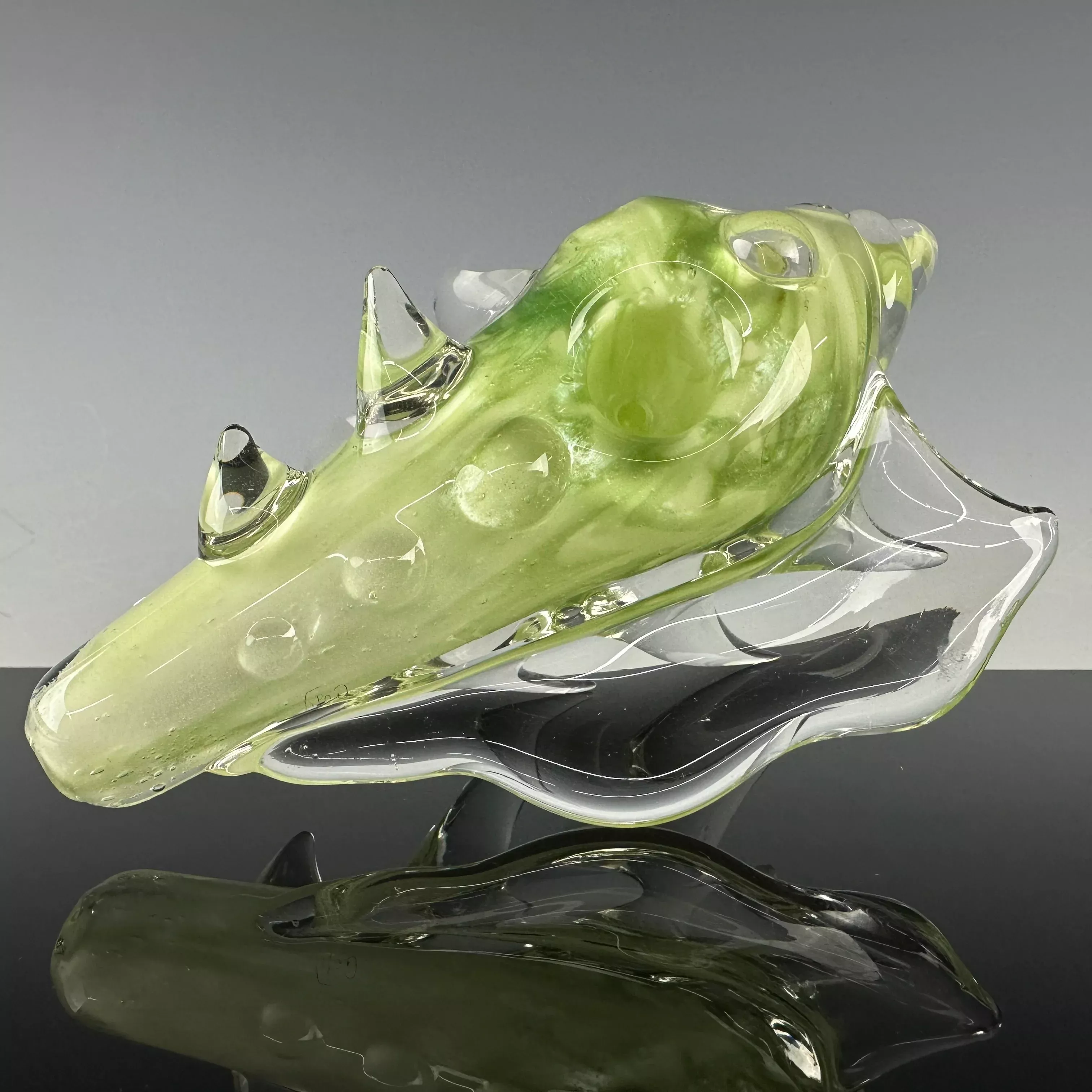 "Slyme & Sparkly Moss" Spiked Seashell Handpipe by Christina Cody