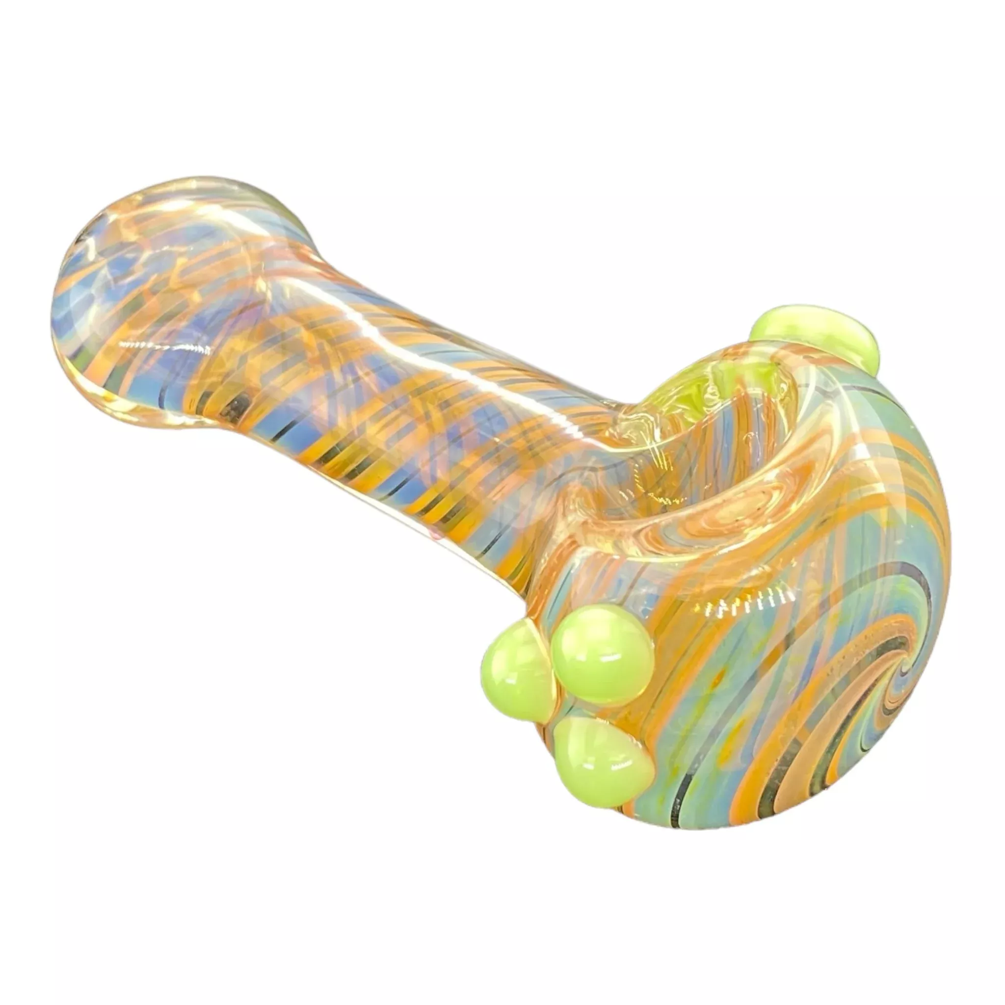 Small Color Changing Glass Hand Pipe With Green Dots