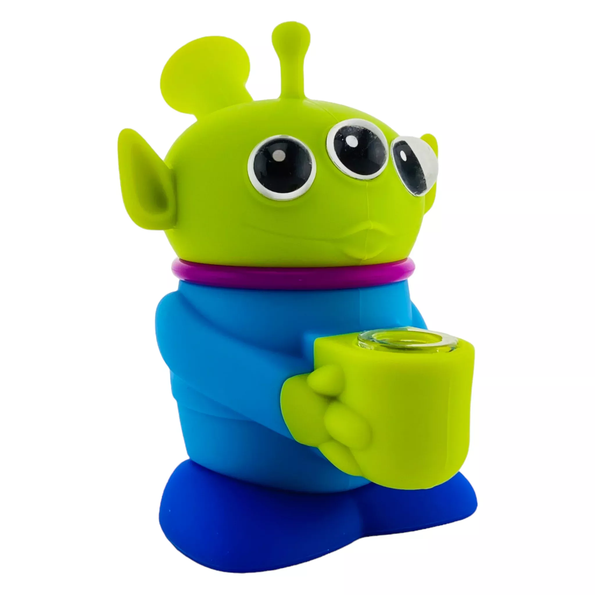 Small Green Martian Silicone Hand Pipe With Glass Bowl