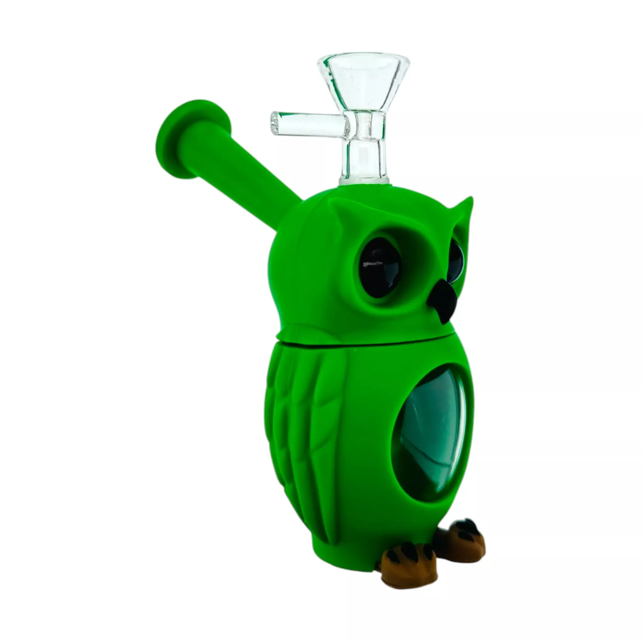 Small Green Owl Silicone Rubber Bong