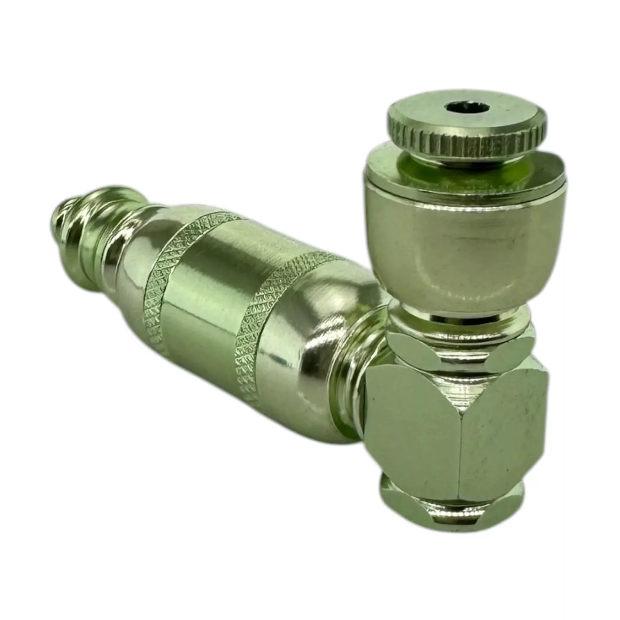 Small Light Green Aluminum Extended Mini Chamber Hand Pipe With Cap