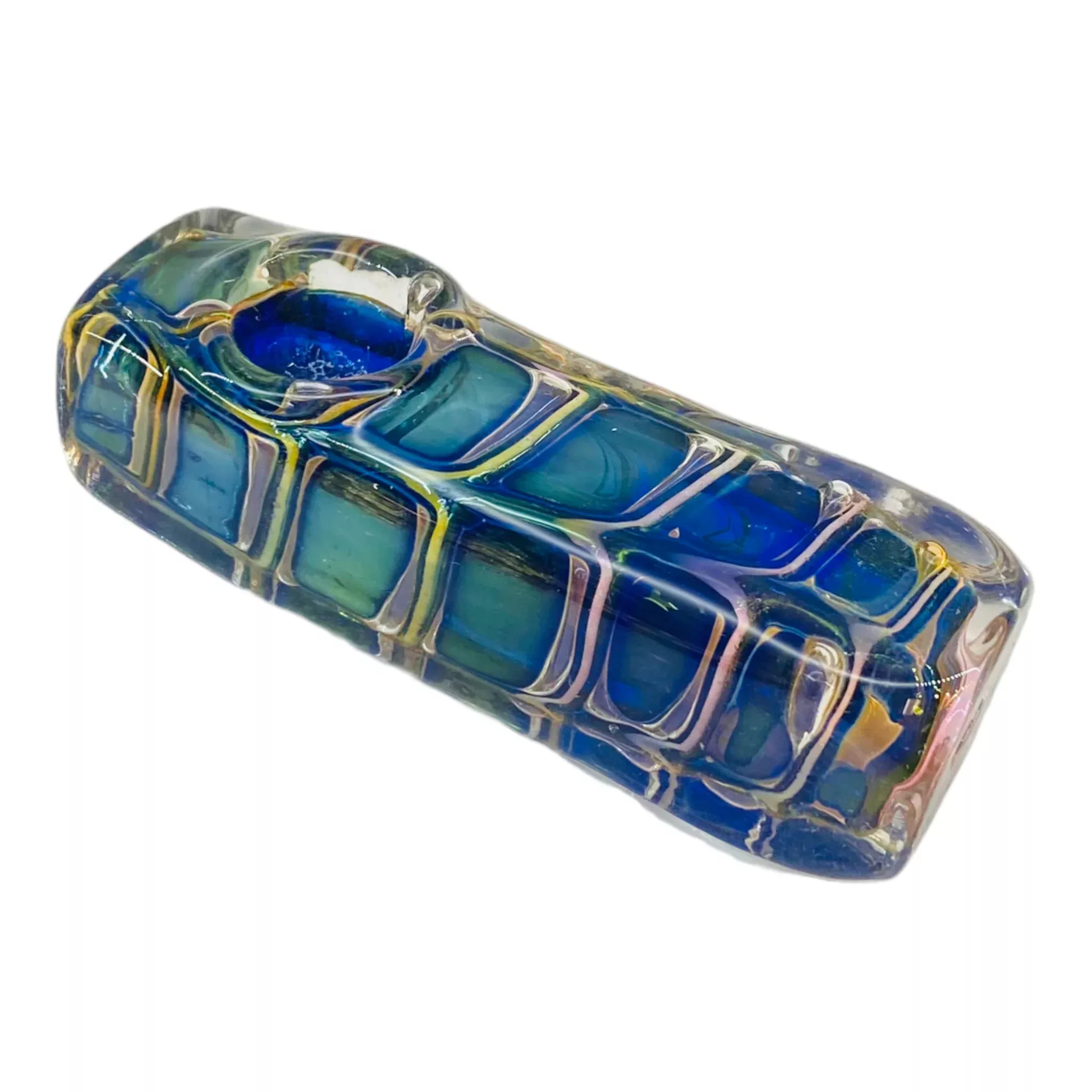 Small Rectangle Glass Hand Pipe With Inside Out Fume Scale