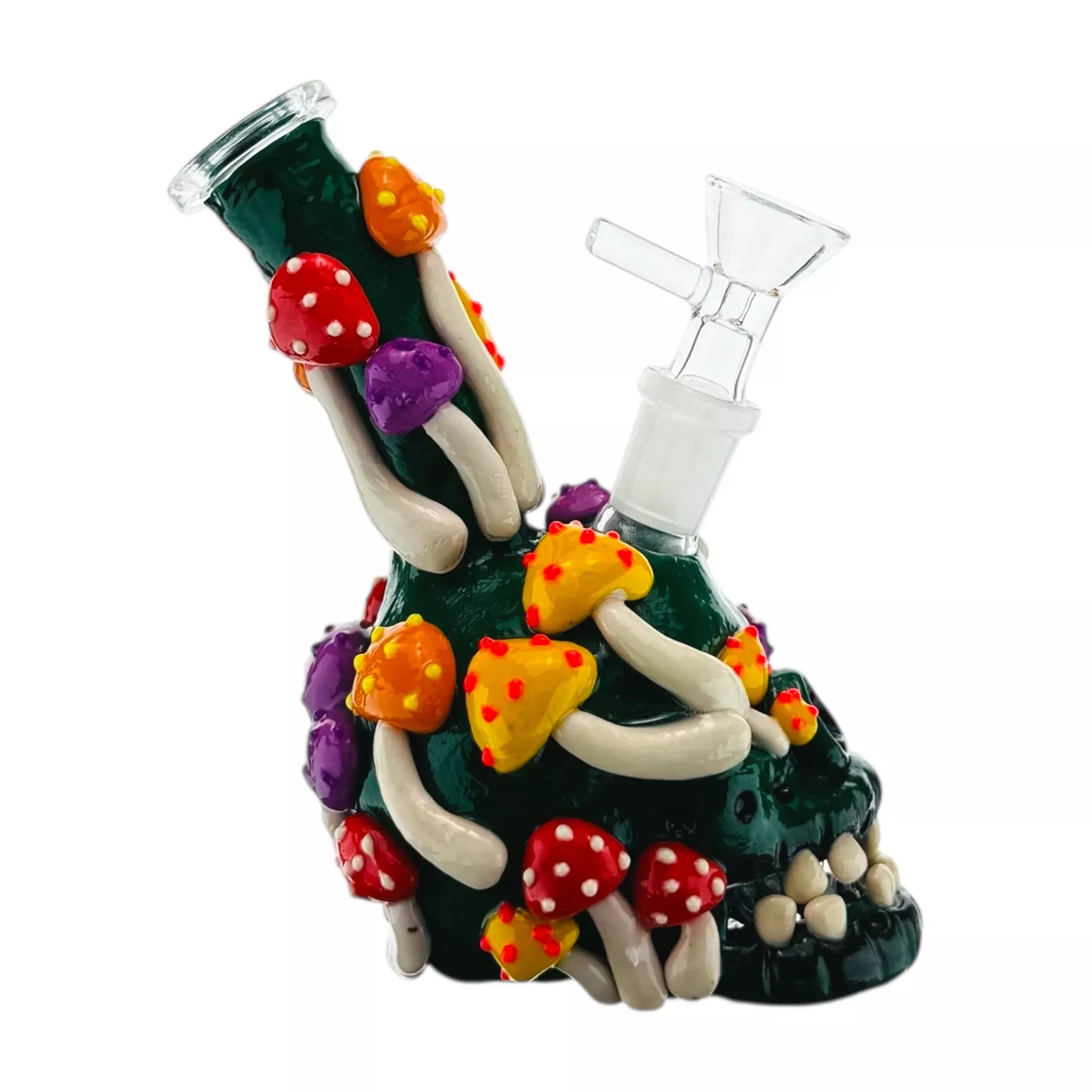 Small Skull Bong With Mushrooms