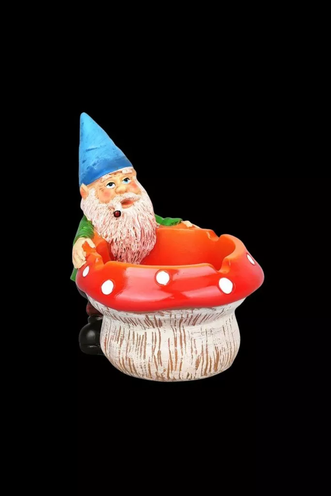 Smoking Gnome Mushroom Ceramic Ashtray