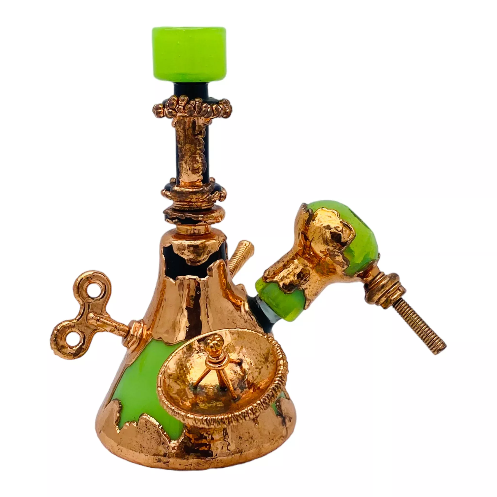 Snic Barnes Glass - Copper Electroformed Glass Dab Rig With Steampunk Theme