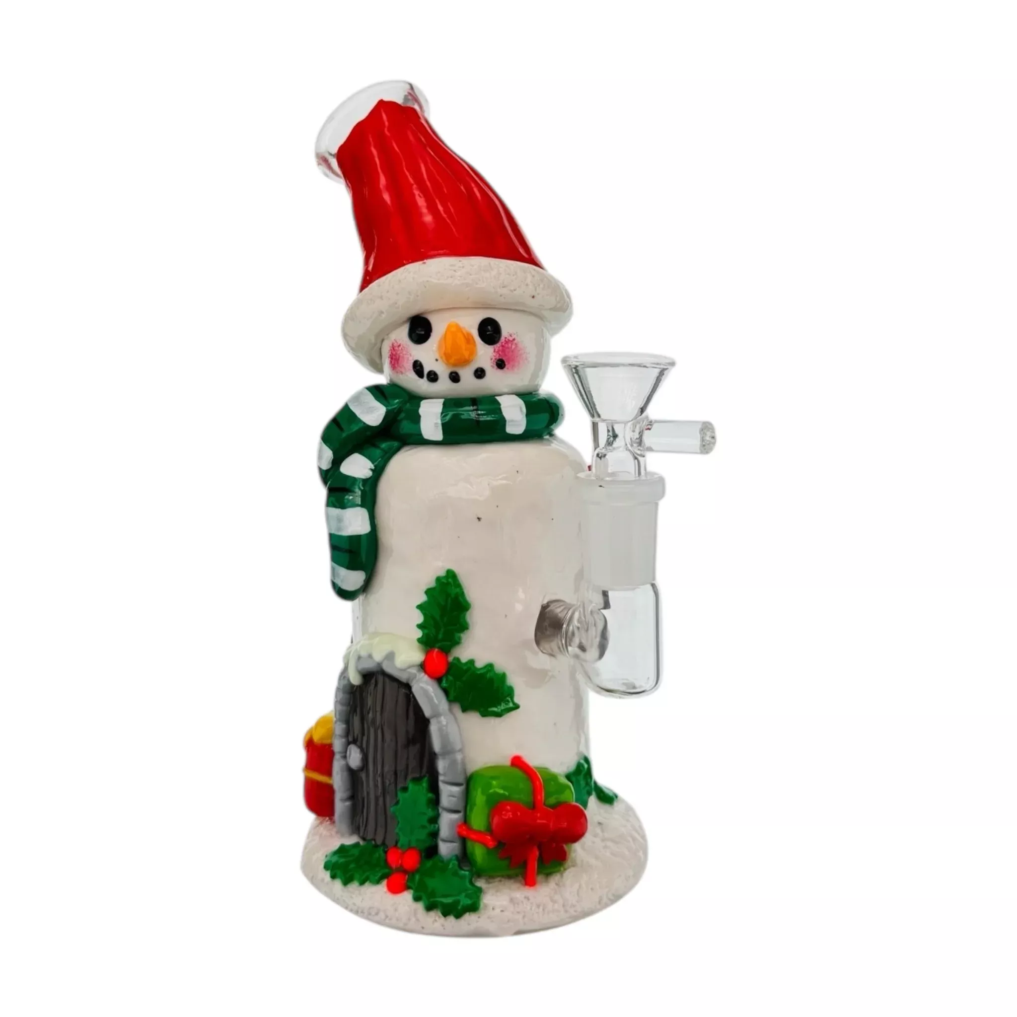 Snowman Glass Water Pipe Bubbler Bong