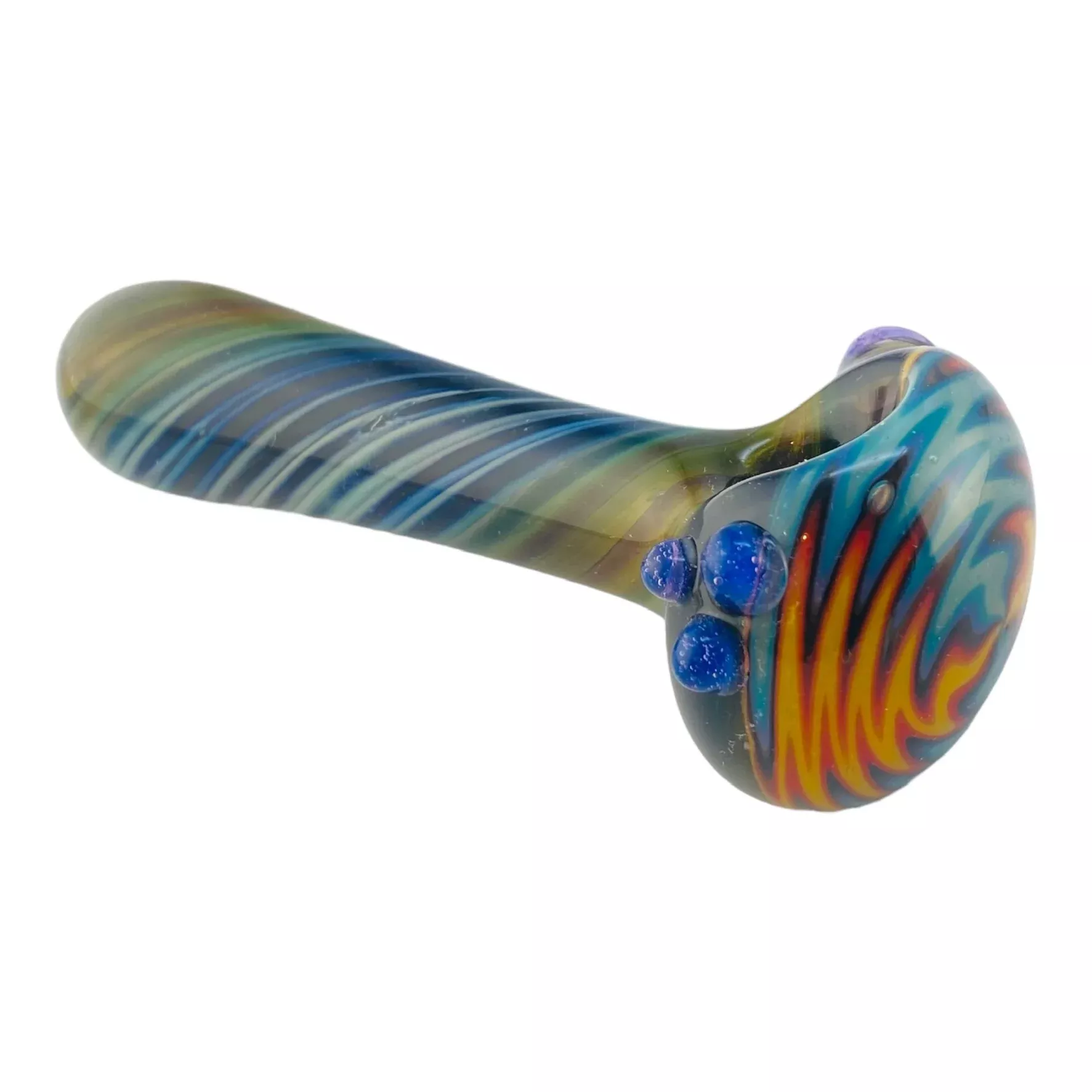Space Fume With Fire & Ice Wig Wag End - Glass Hand Pipe