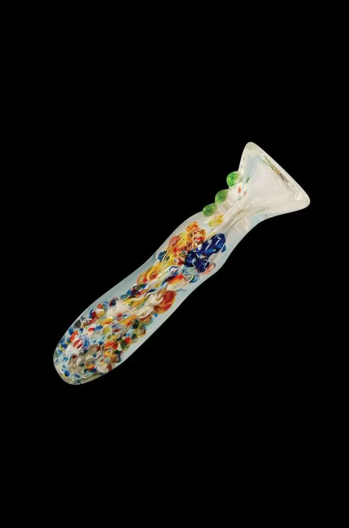 Splatter Frit Glass Chillum Taster Pipe