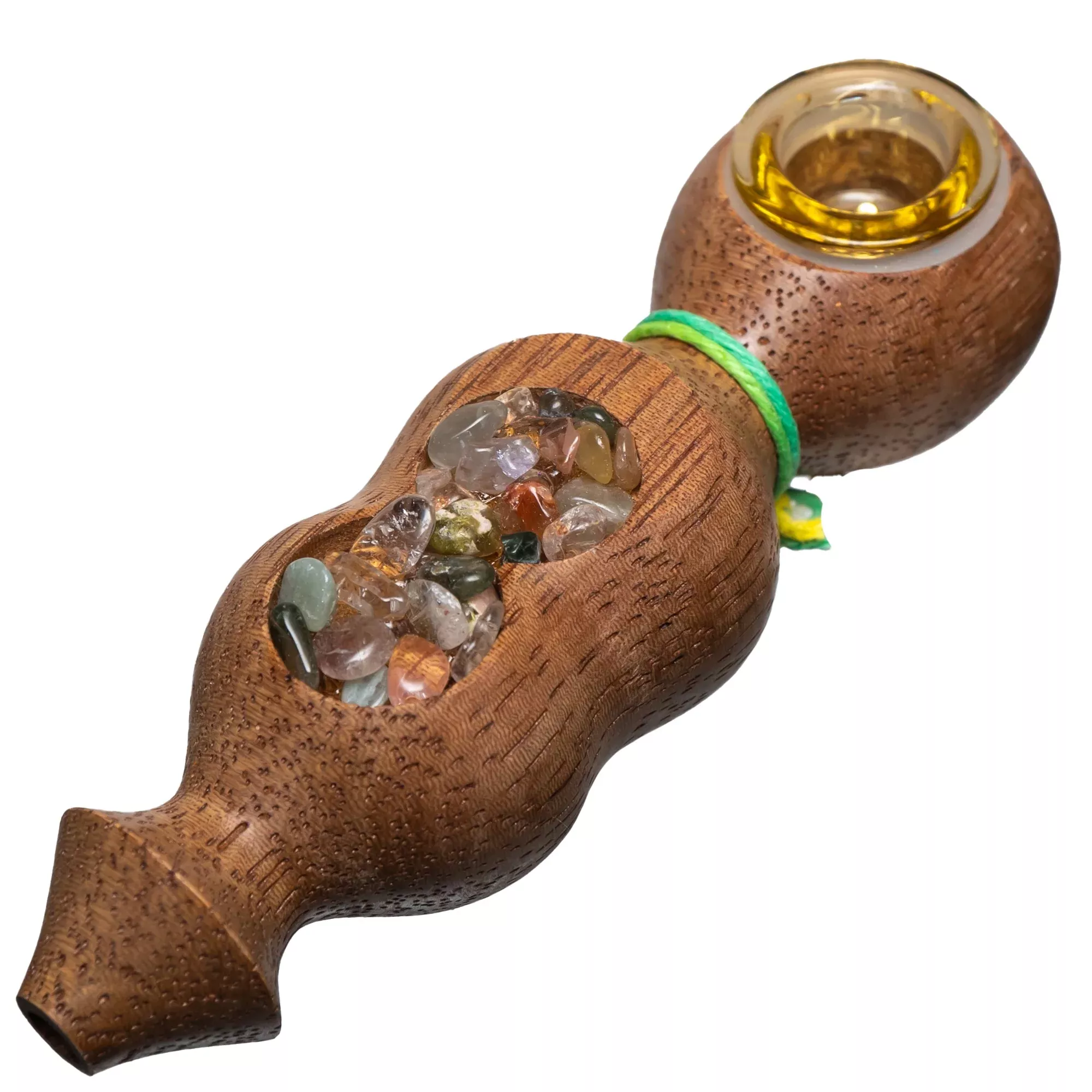 Steve's Dank Pipes - Inlay - Stones - South American Tornillo - Yellow Bowl