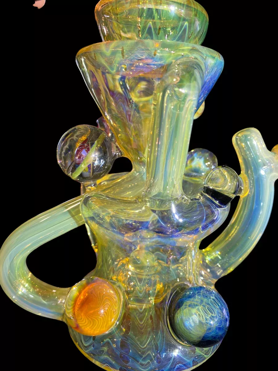 STF Glass Fully Fumed Recycler with Horns | 6-Inch Glass Dab Rig with Superior Airflow and Filtration