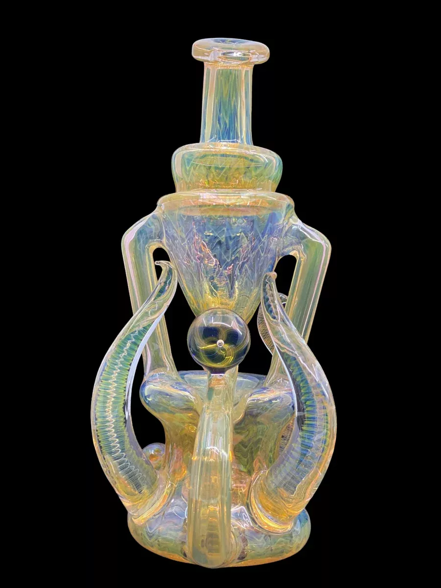 STF Glass Fully Fumed Recycler with Horns | 7-Inch Glass Dab Rig with Advanced Filtration System