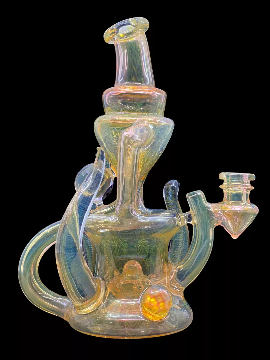 STF Glass Fully Fumed Recycler with Horns | 9-Inch Glass Dab Rig with Premium Filtration System