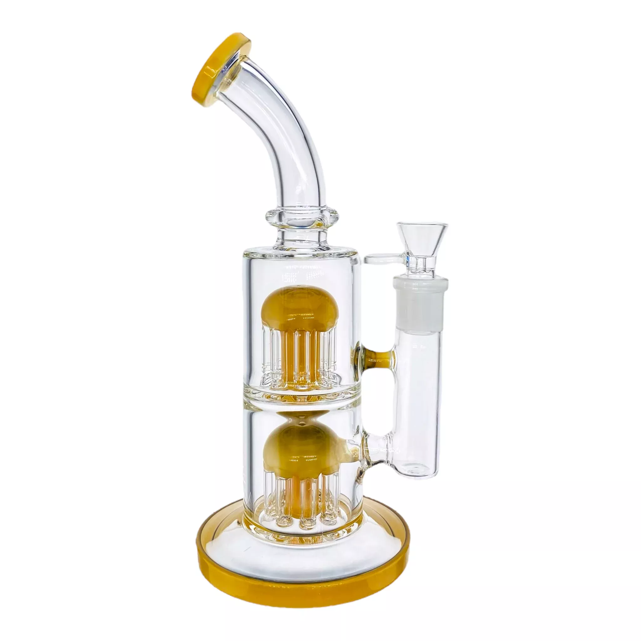 Sunset Orange Inline Bong With Double Tree Percs 10 Inch