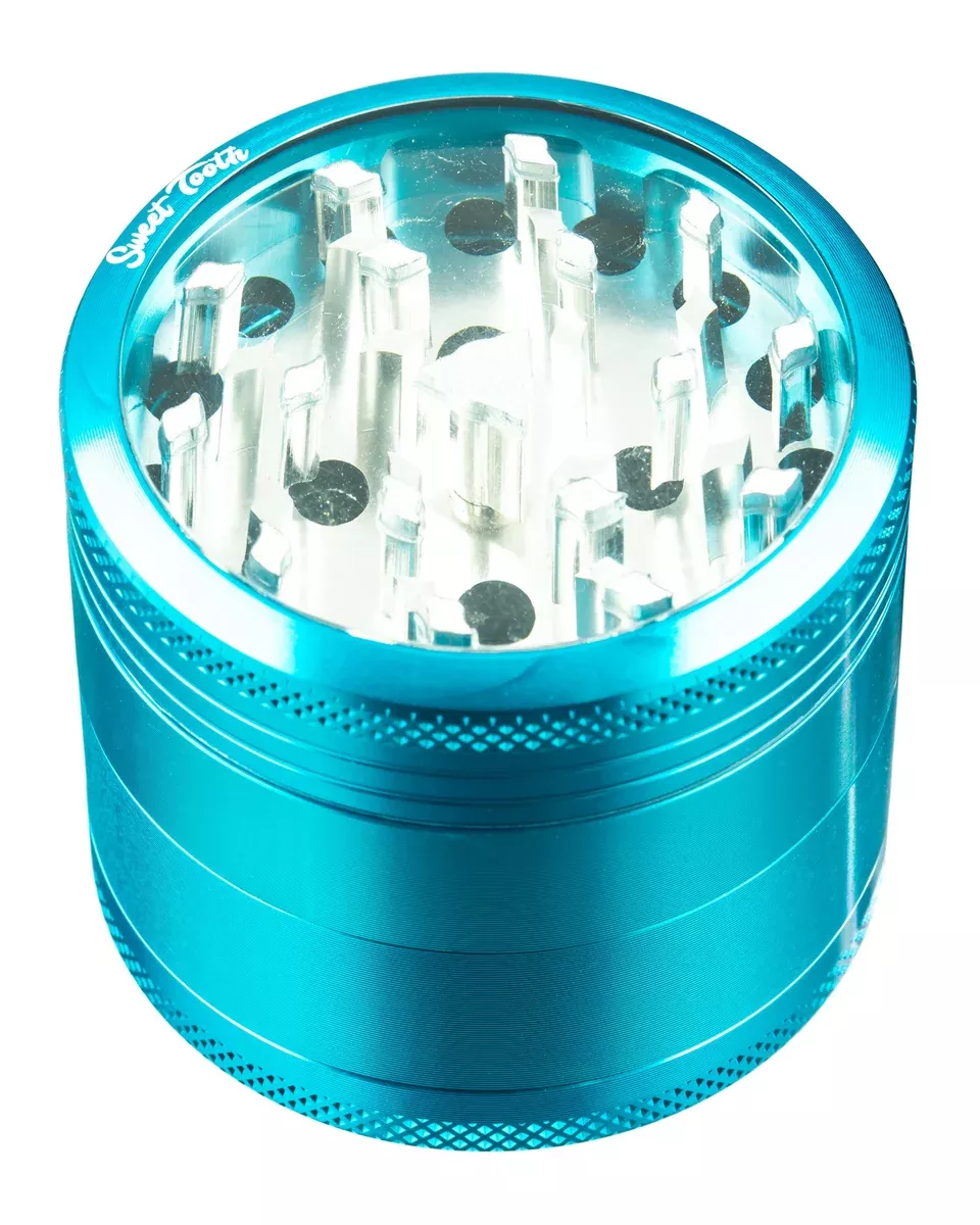 Sweet Tooth 4-Piece Medium Diamond Teeth Clear Top Aluminum Grinder