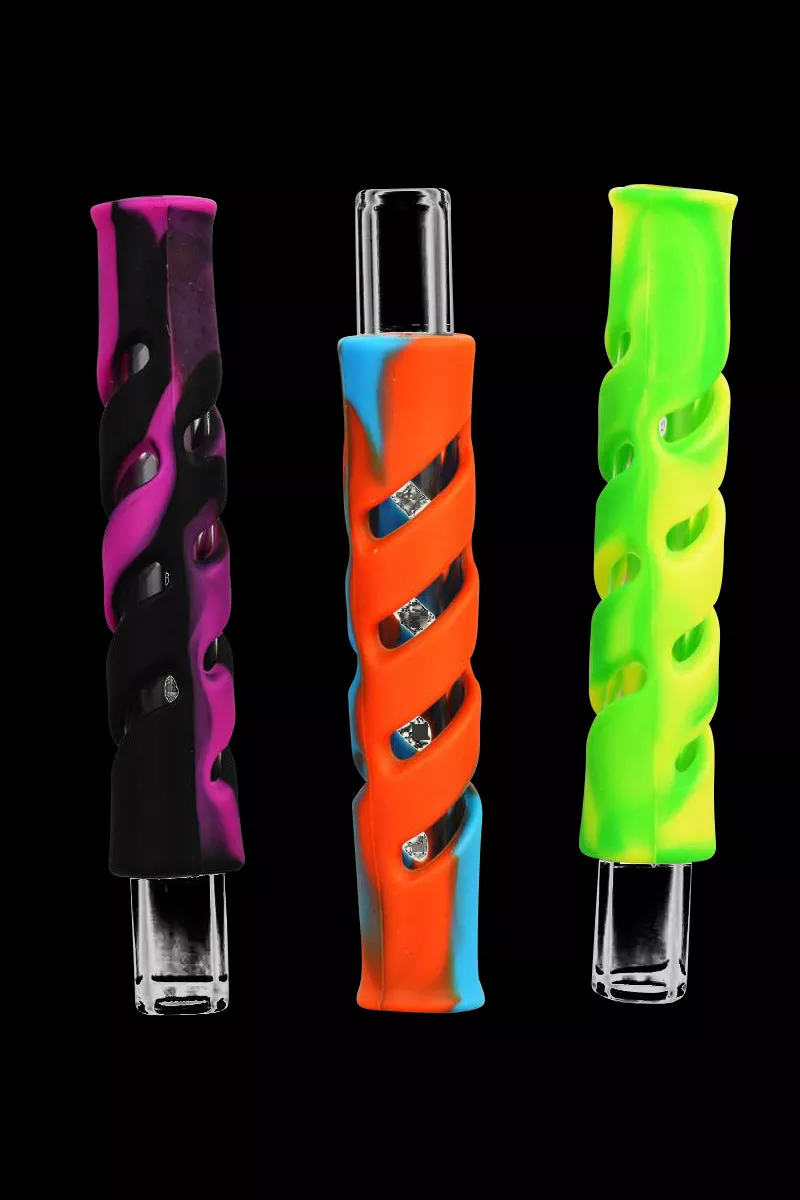 Swirled Silicone Wrapped Glass Taster Chillum
