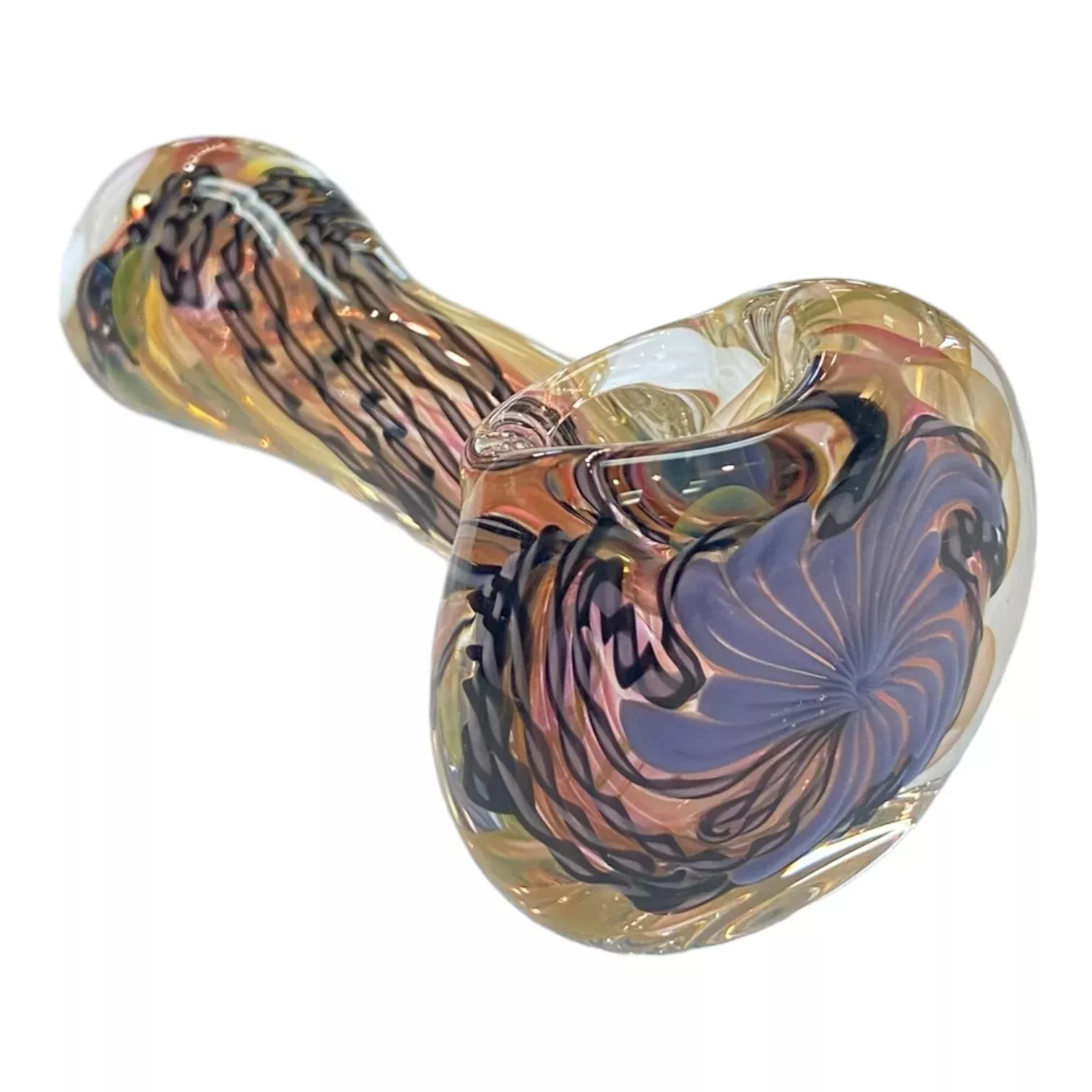Talent Glass Works - Purple And Black Cane Twist Spoon