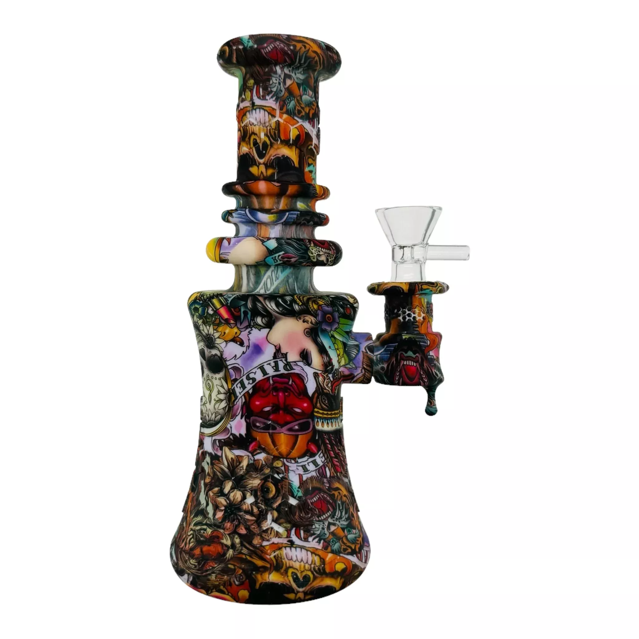 Tattoo Collage Silicone Rubber Bong