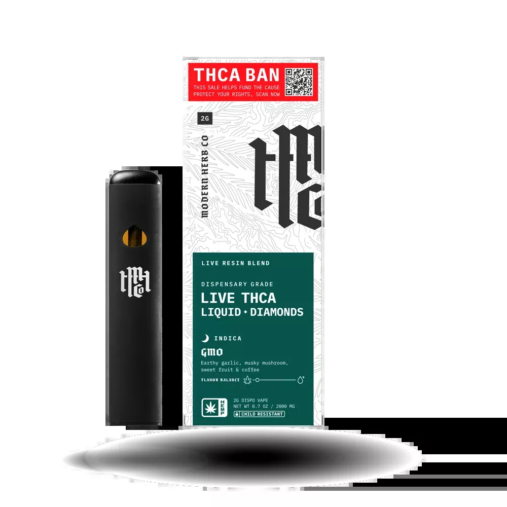 THCa Disposable Live Resin Liquid Diamonds, GMO (Indica), 2g