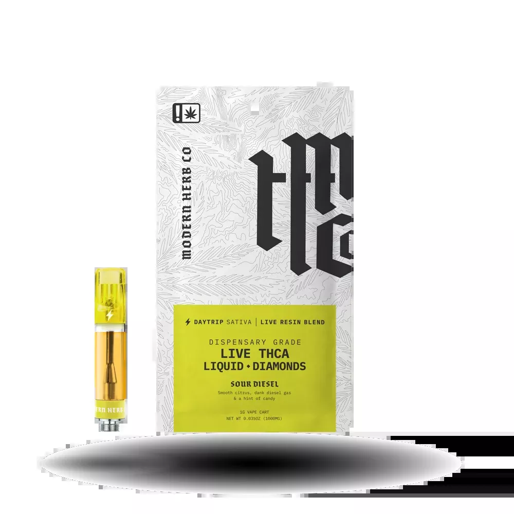 THCa Vape Cartridge Live Resin Liquid Diamonds: Sour Diesel (Sativa) - 1g