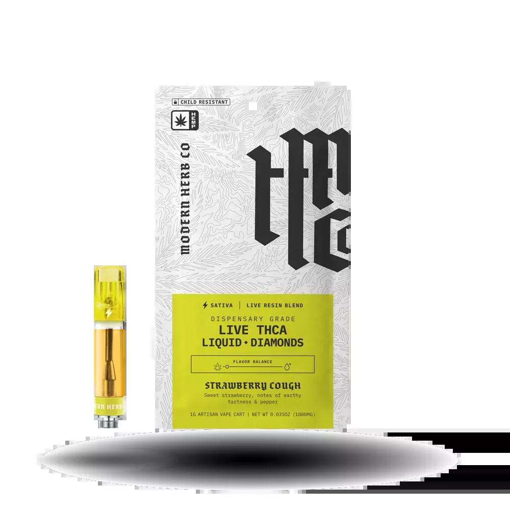 THCa Vape Cartridge Live Resin Liquid Diamonds: Strawberry Cough (Sativa) - 1g