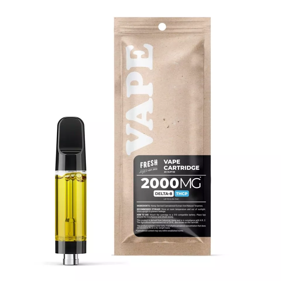 THCP, D8 Vape Cart - 2000mg - Girl Scout Cookies - Indica - 2ml - Fresh